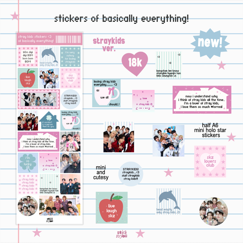 

straykids stickers of basically everything half a6 hologram