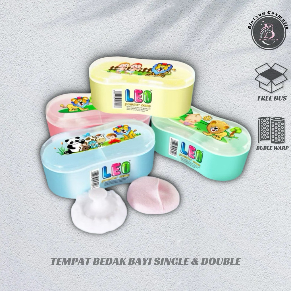 Leo Powder Case Single & Double , Tempat Bedak Bayi 2 tempat Dan 1 tempat