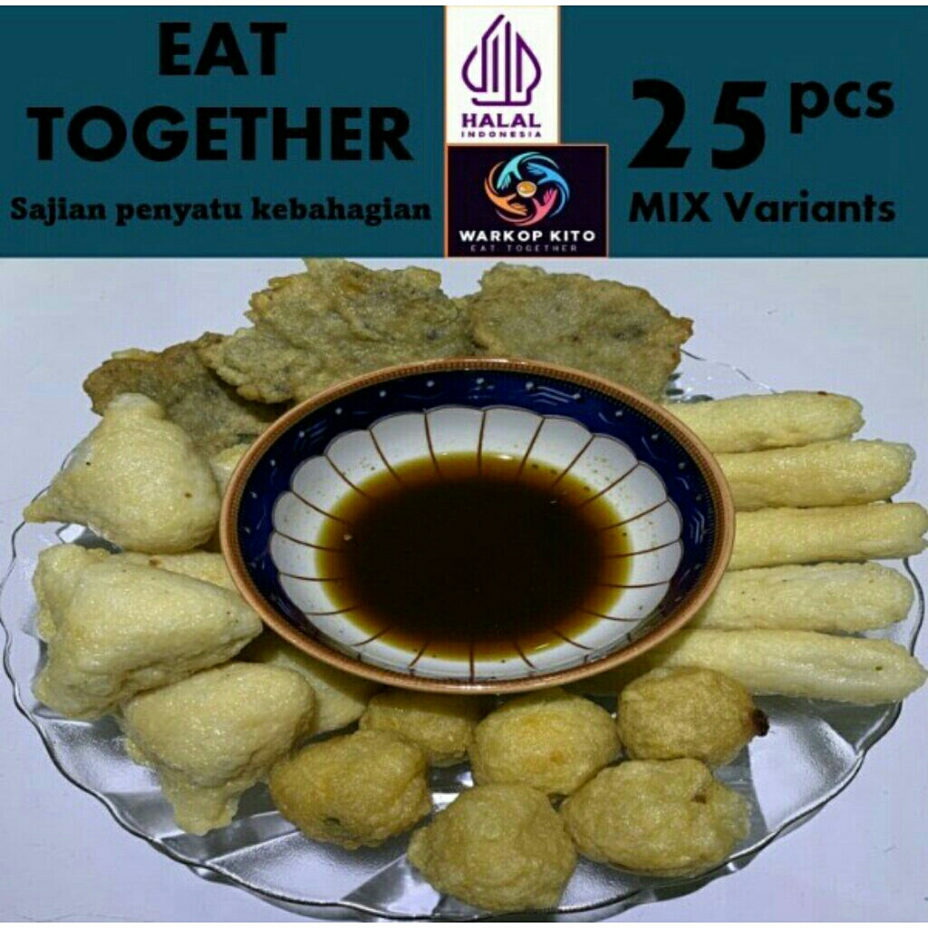

pempek palembang campur | pempek ikan tenggiri | isi 25 pcs | pempek frozen vacum | 100% Halal.