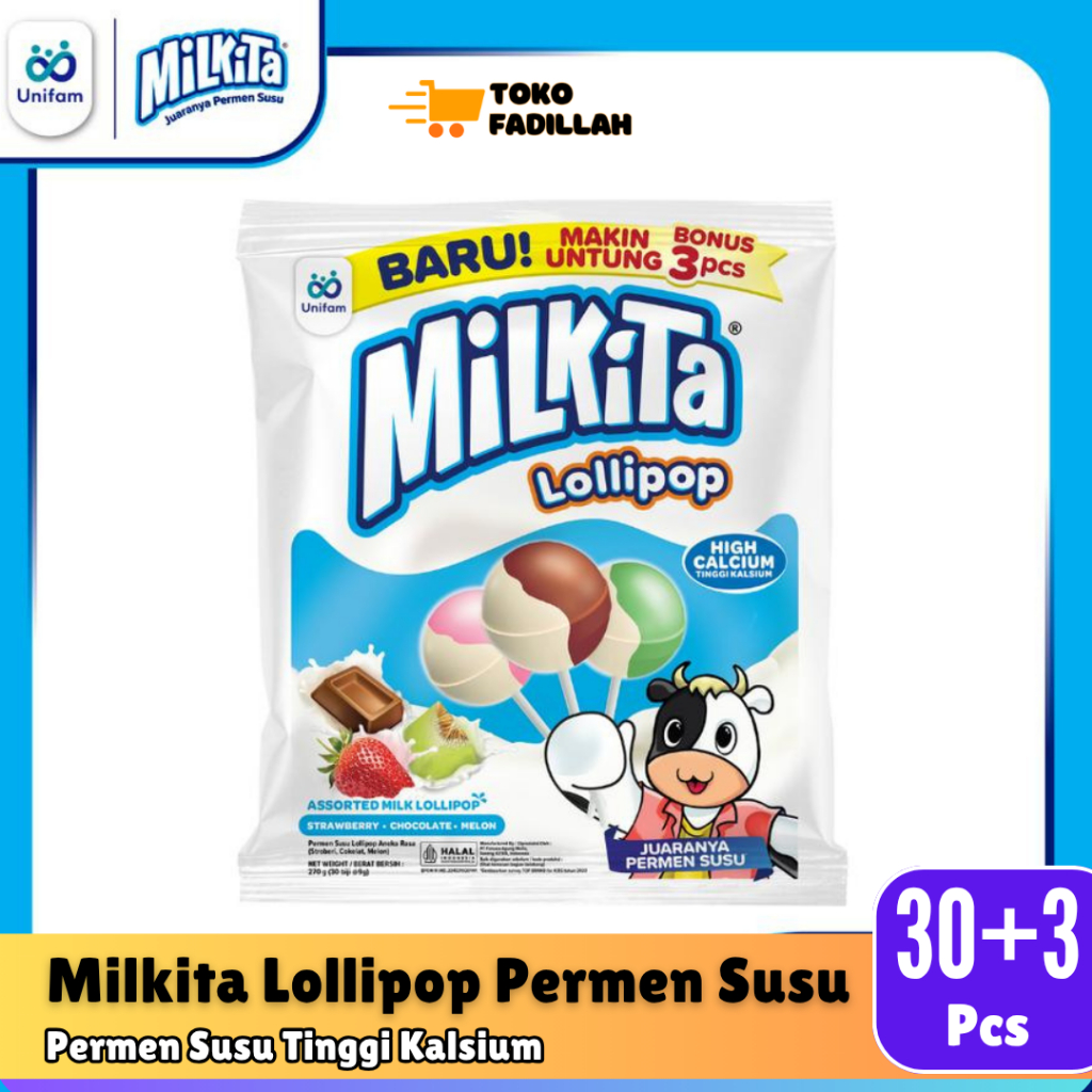 

MILKITA Lollipop Permen Susu Bag isi 30+3 pcs