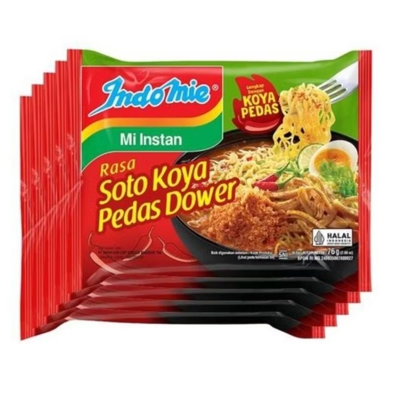 

Paket 5 Pcs - Indomie Mie Instan Kuah Rasa Soto Koya Pedas Dower isi 76 Gram