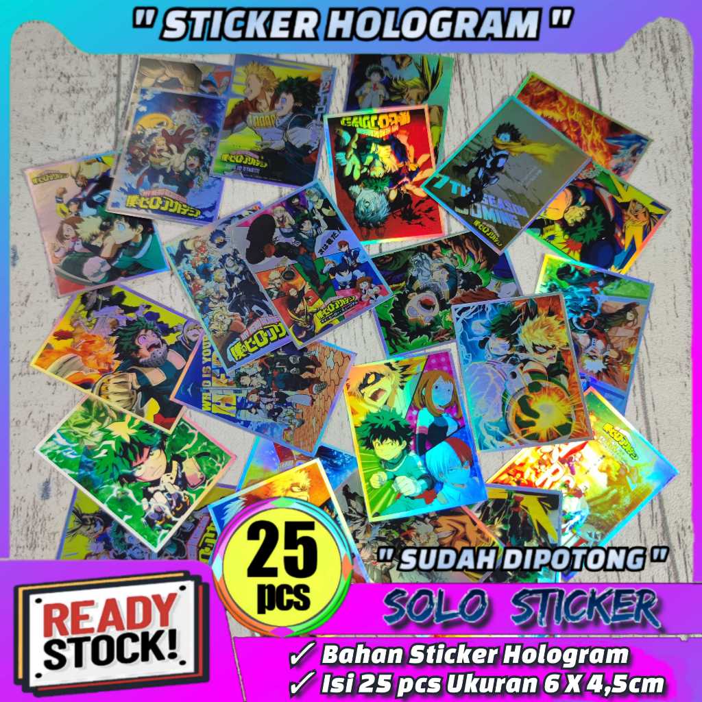 

Paket 25 pcs Sticker Hologram Anime Boku No Hero Academia - Anti Air, Sudah Dipotong