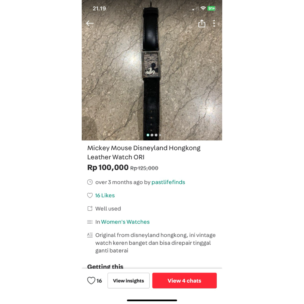 mickey mouse disneyland ori vintage watch