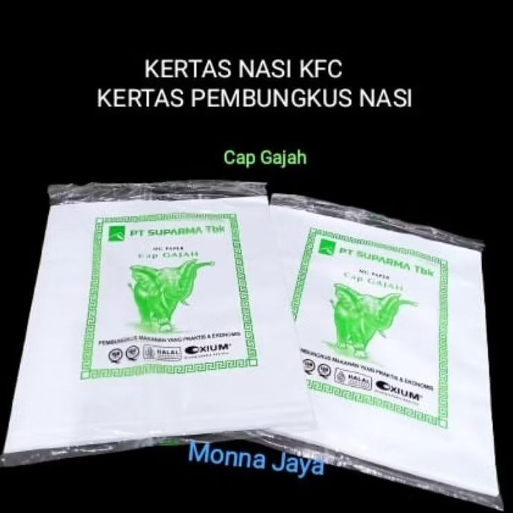 Kertas Nasi KFC Gajah/ Kertas Bungkus Nasi Kebab Burger Ayam Goreng- Kertas Bungkus Nasi Warna Putih