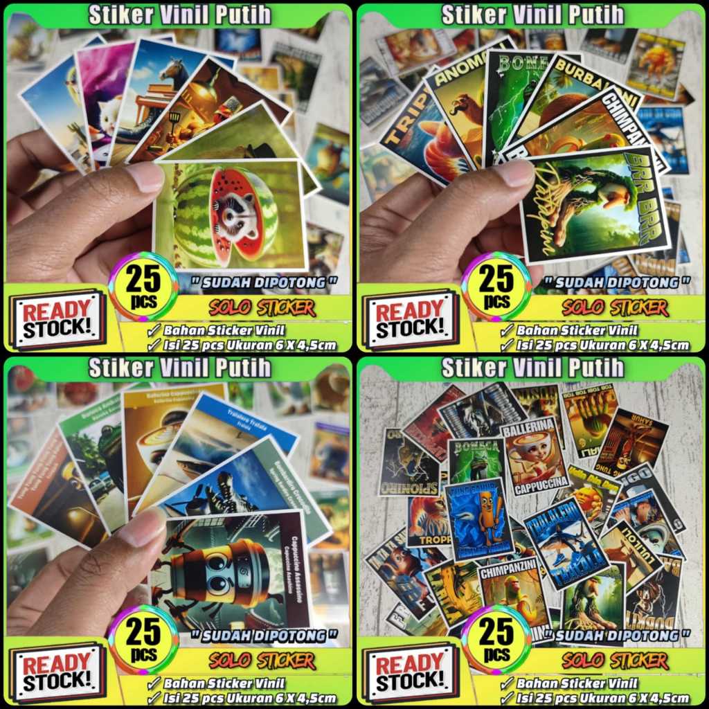 

Stiker Anomaly Sticker Viral Terbaru Tung Sahur Isi 25pc Bahan Vinil dan Hologram Anti Air