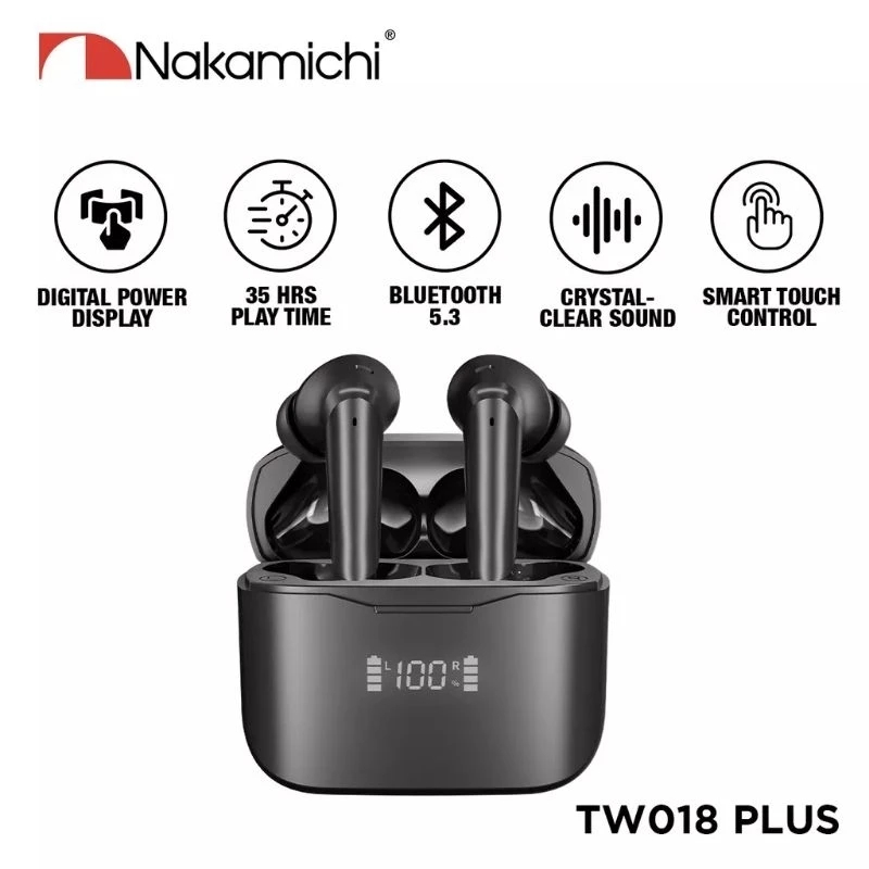 Nakamichi TW018+ ENC PLUS Display TW 018Plus True Wireless Hifi HD TWS Ori 100% Original garansi res