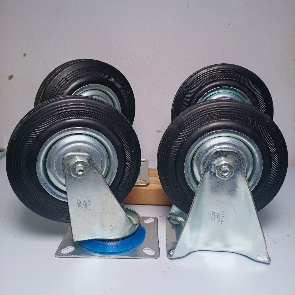 [4 PCS] Roda Troli 5 inch 100 mm Karet Medium Duty (2 Hidup + 2 Mati)