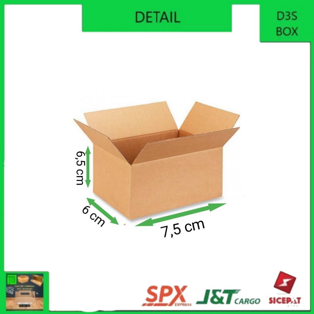 

Kardus Packing Kemasan bahan Singgle wall Ukuran 7,5x6x8,5