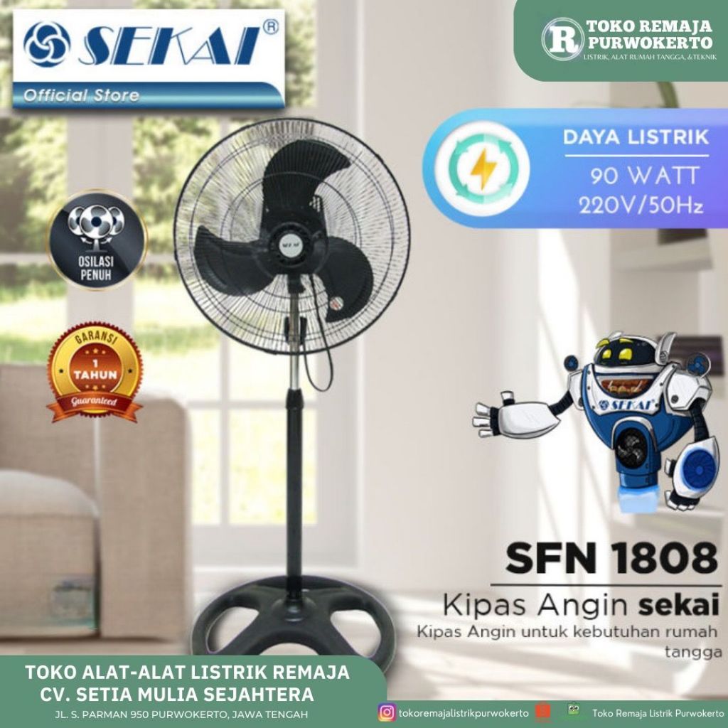 SEKAI SFN 1808 – Kipas Angin Berdiri 18 Inch