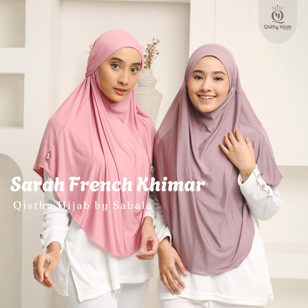 QISTHY HIJAB - SARAH French Khimar Jersey L Jumbo Hijab Niqob Umroh Qisthy Hijab by Sahala