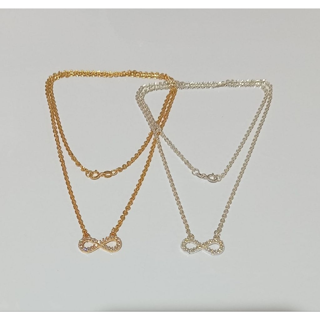 Kalung Perak Asli Silver 925  Infinity Mata Fancy Ukir