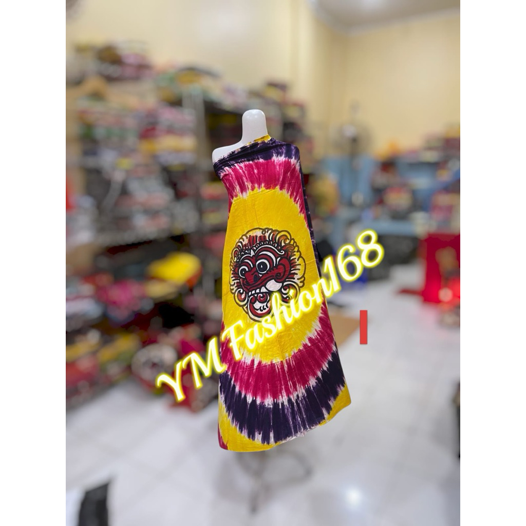 Kain Pantai Bali Motif Barong Ukuran 125cm x 165cm bahan katun rayon adem halu dan lembut