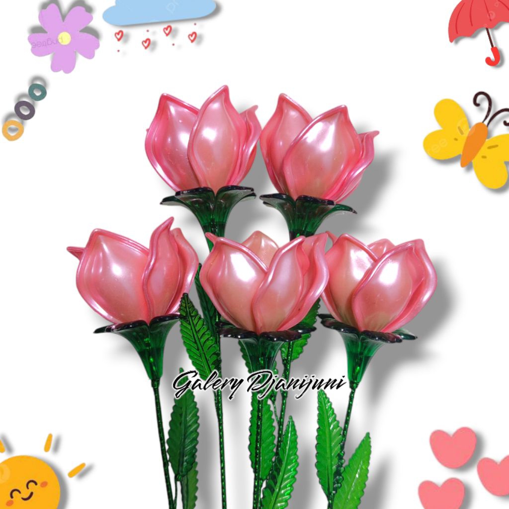 Bunga Akrilik Kuncup Besar Mutiara