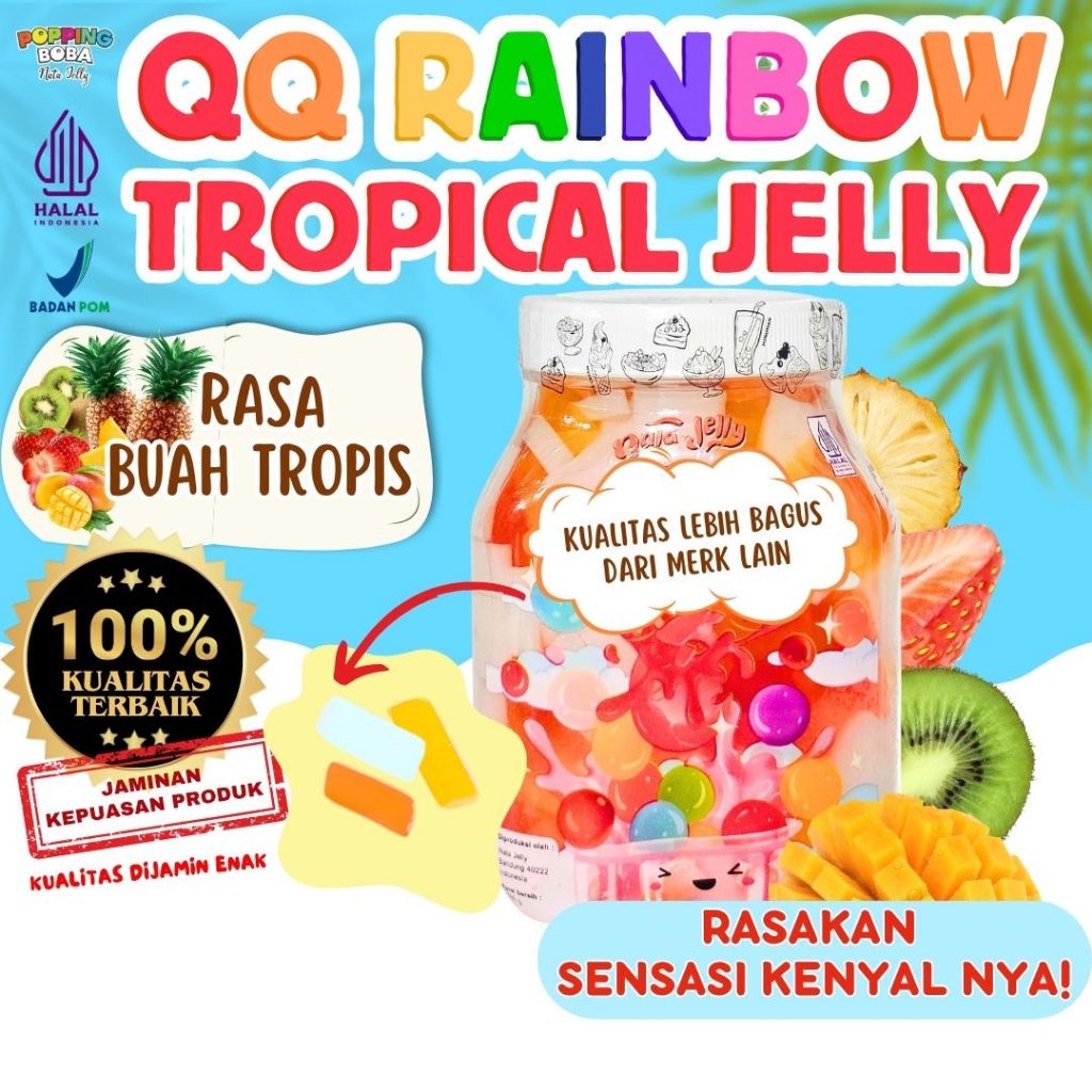 

QQRainbowJellyKonyakuToppingMinumanPerpaduan MILK BARN Susu Kental Manis - Tropical Jelly Buah Tropis 500 Gram | Cocok Untuk Semua Jenis Minuman