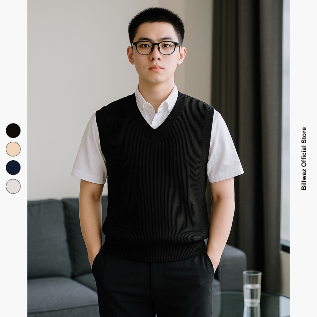 PROMO TERBARU ROMPI VEST RAJUT PRIA BASIC - CREAM