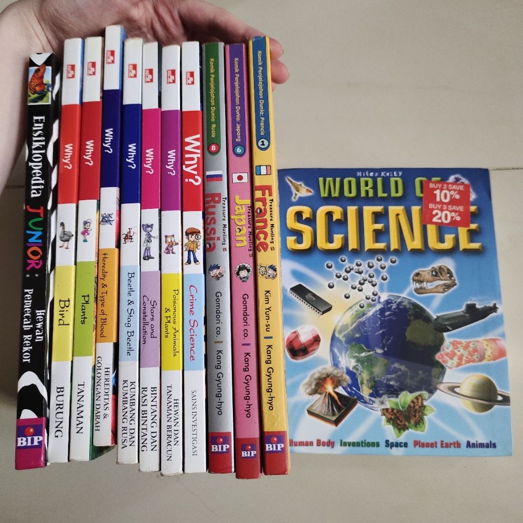 preloved buku komik WHY, treasure hunting negara, world of science, ensiklopedia hewan, natgeo kids 