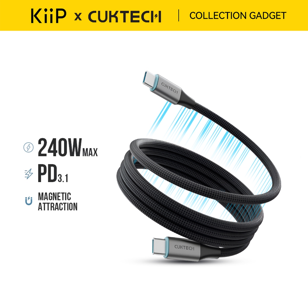 Cuktech Cmc610 Kabel Data 240w Magnetic Liquid Silicone Fast Charging Cable Type-c To Type-c Pd 3.1