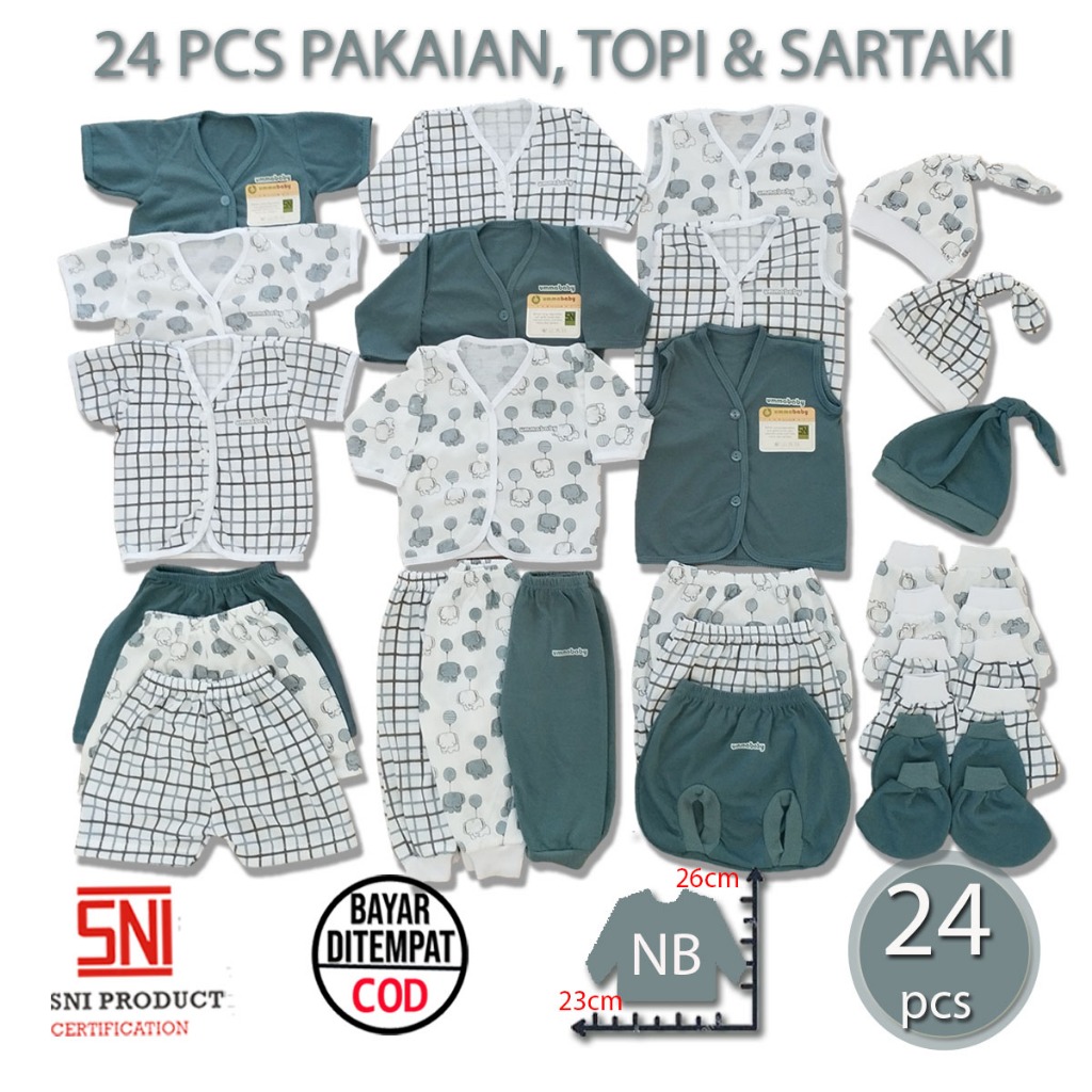 Newbornneeds Paket 33 pcs Baju Bayi Setelan Celana Pendek Panjang Buntung Stelan Newborn Kado Murah 