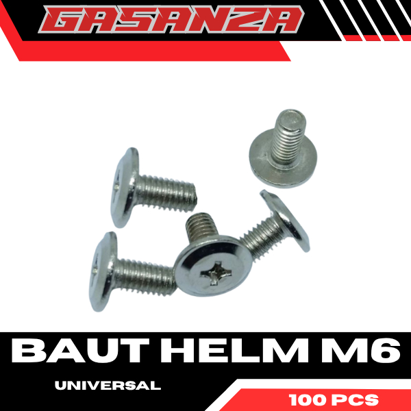 100 Biji Baut Helm M6 Universal