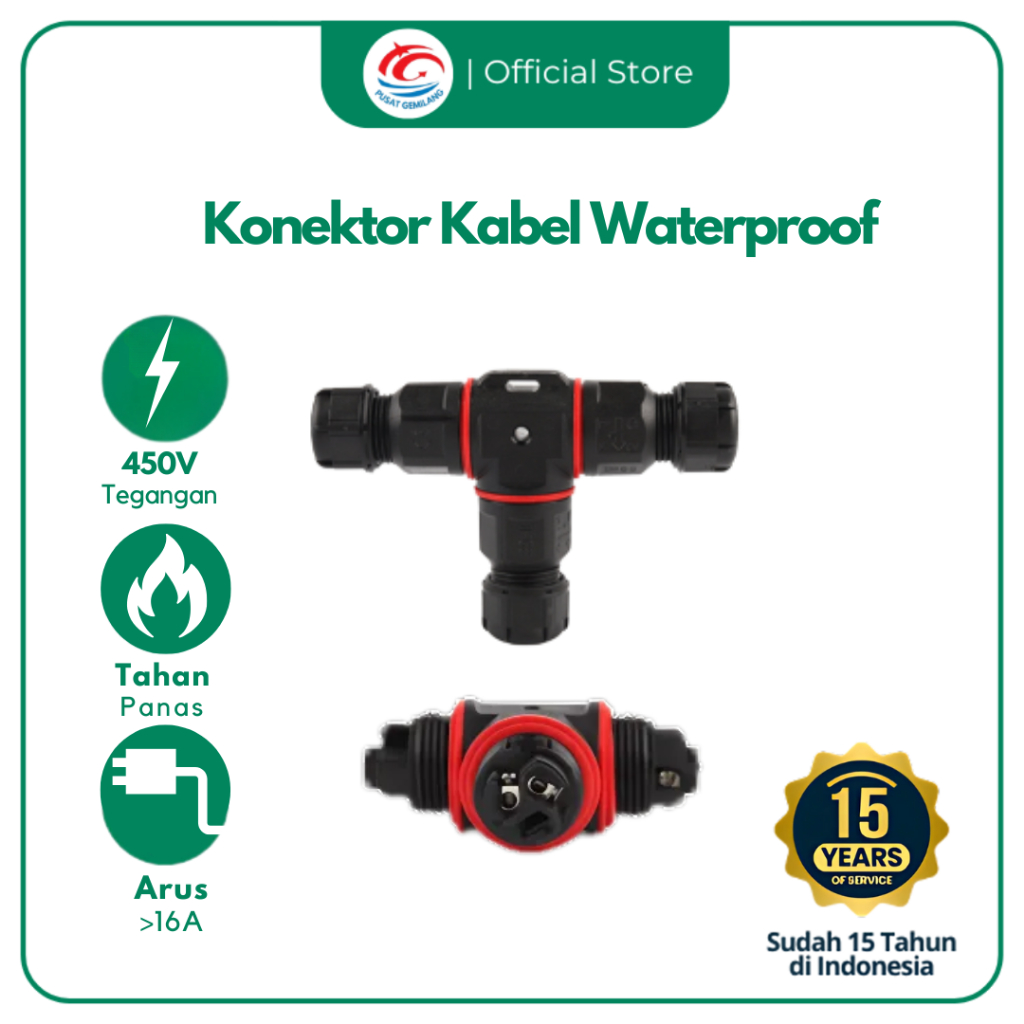 Konektor Kabel Waterproof IP68 2Pin 3Pin Tahan Air Debu Outdoor