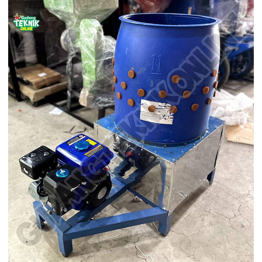 Mesin Cabut Bulu Ayam 3 Ekor EMBER BIRU GEARBOX / Mesin Pencabut Perontok Giling Bulu Ayam Bebek Ung