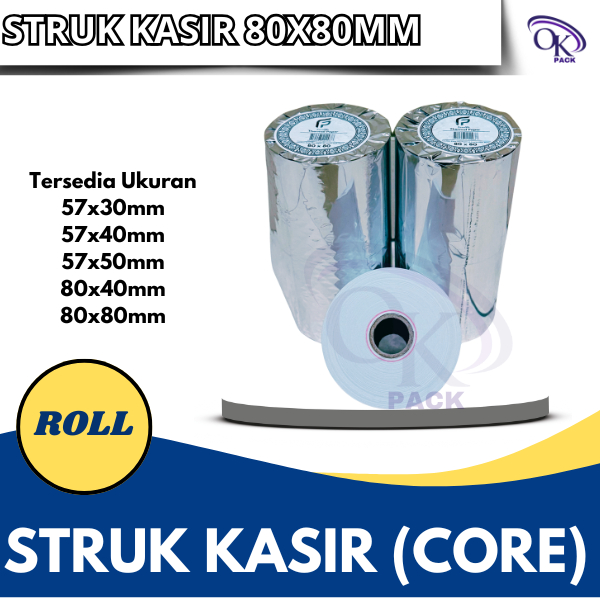 

KERTAS STRUK THERMAL 80mmX80mm Struk Mesin EDC (Merek FORMASI PACK ) / KERTAS STRUK KASIR, Core 20-25 mm, Ketebalan : 80 micron