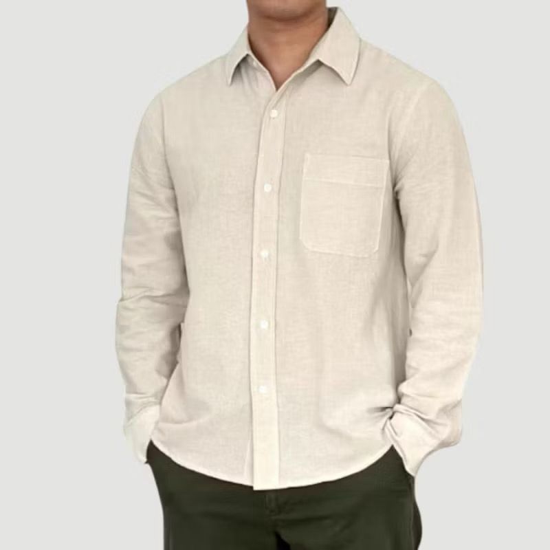 Kemeja Polos Linen Pria Lengan Panjang | Long Sleeve Linen Shirt ALKHALIS