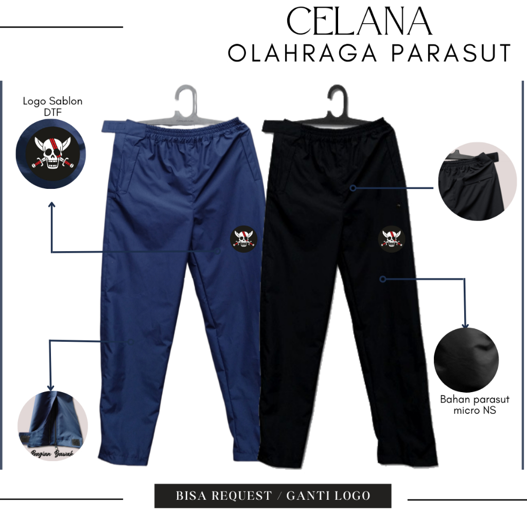 Celana Olahraga Parasut Custom Karakter One Piece Akagami No Shanks Celana Panjang Unisex Sporty