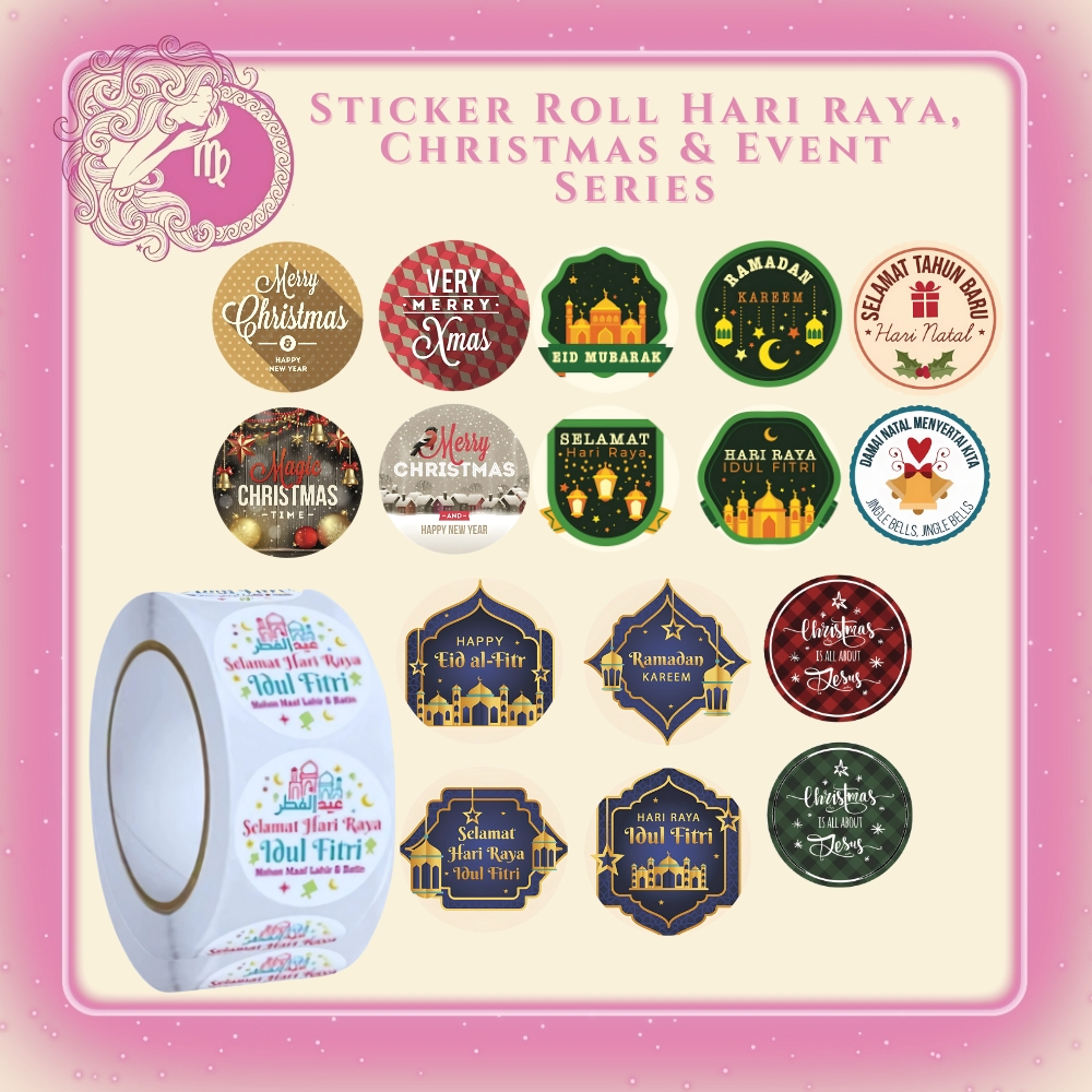 

「 ✦ On.Virgo ✦ 」Stiker Roll 500pcs Stiker Cantik untuk Lebaran, Natal, Ramadhan, Hampers Kado SS001