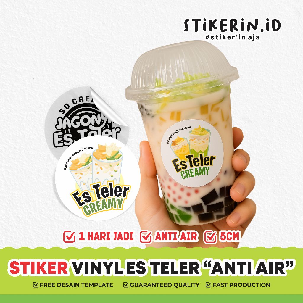 

( A3+ ) READY STOCK CETAK STIKER ES TELER/STIKER TRANSPARAN/STIKER ES CUP ES TELER