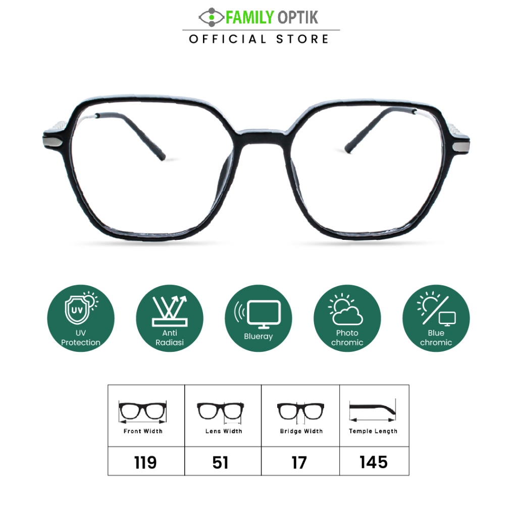 Family Optik - Kacamata Blush On Joanna FR Blueray Photocromic Anti Radiasi 1361 Minus Cylinder