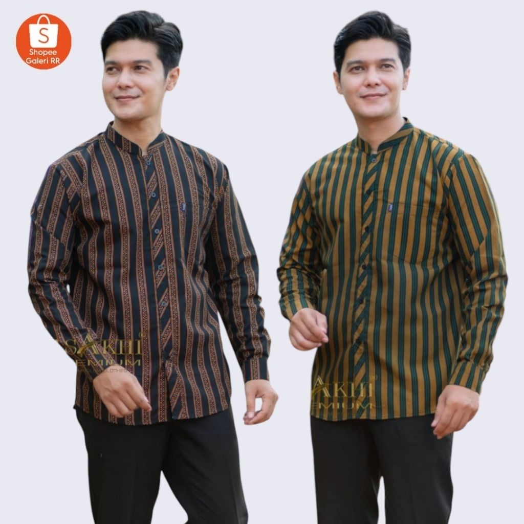 Kemeja Lurik Baju Tradisional Baju Adat Jawa Kemeja Batik Pria Lengan Panjang Motif Lurik Surjan Kem