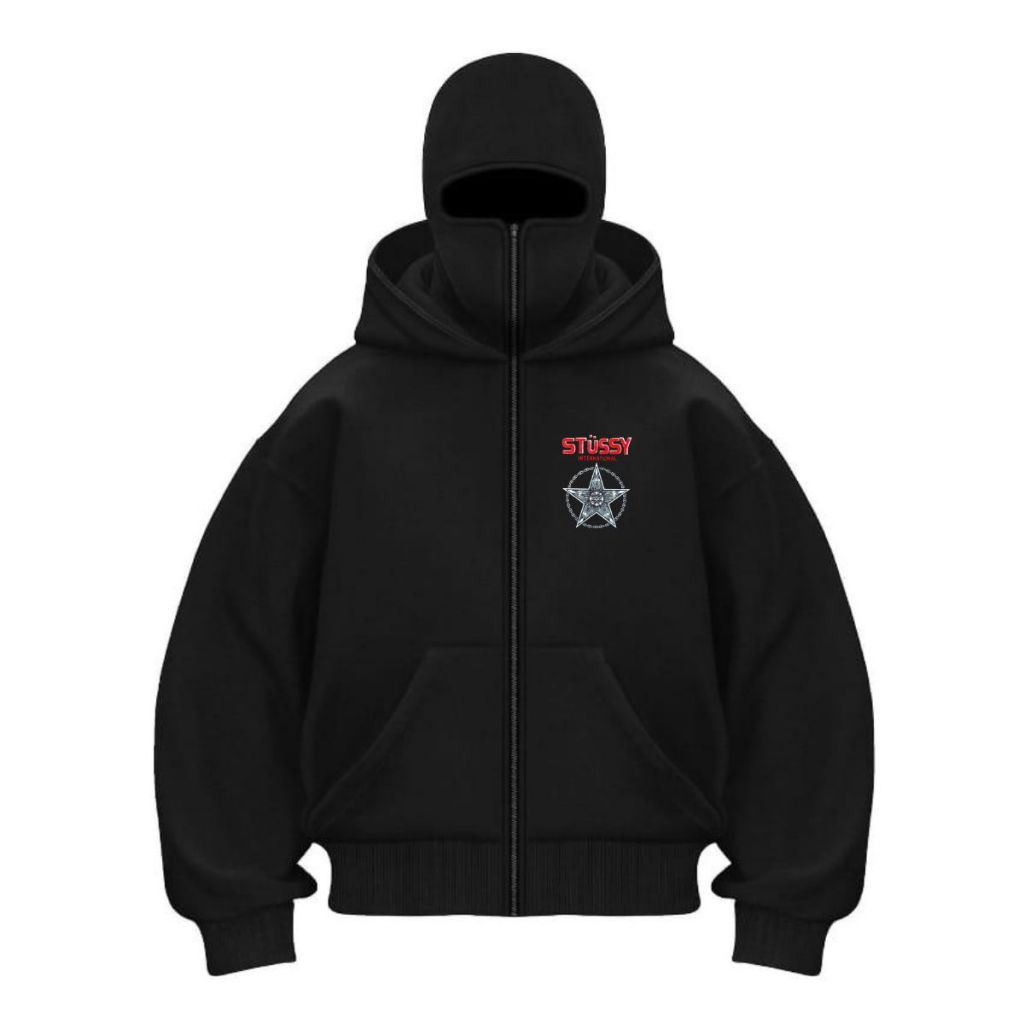 Lazarus Division - Sweater Hoodie Zipper Balaclava Boxy Black Stussy M-XXL Good Quality