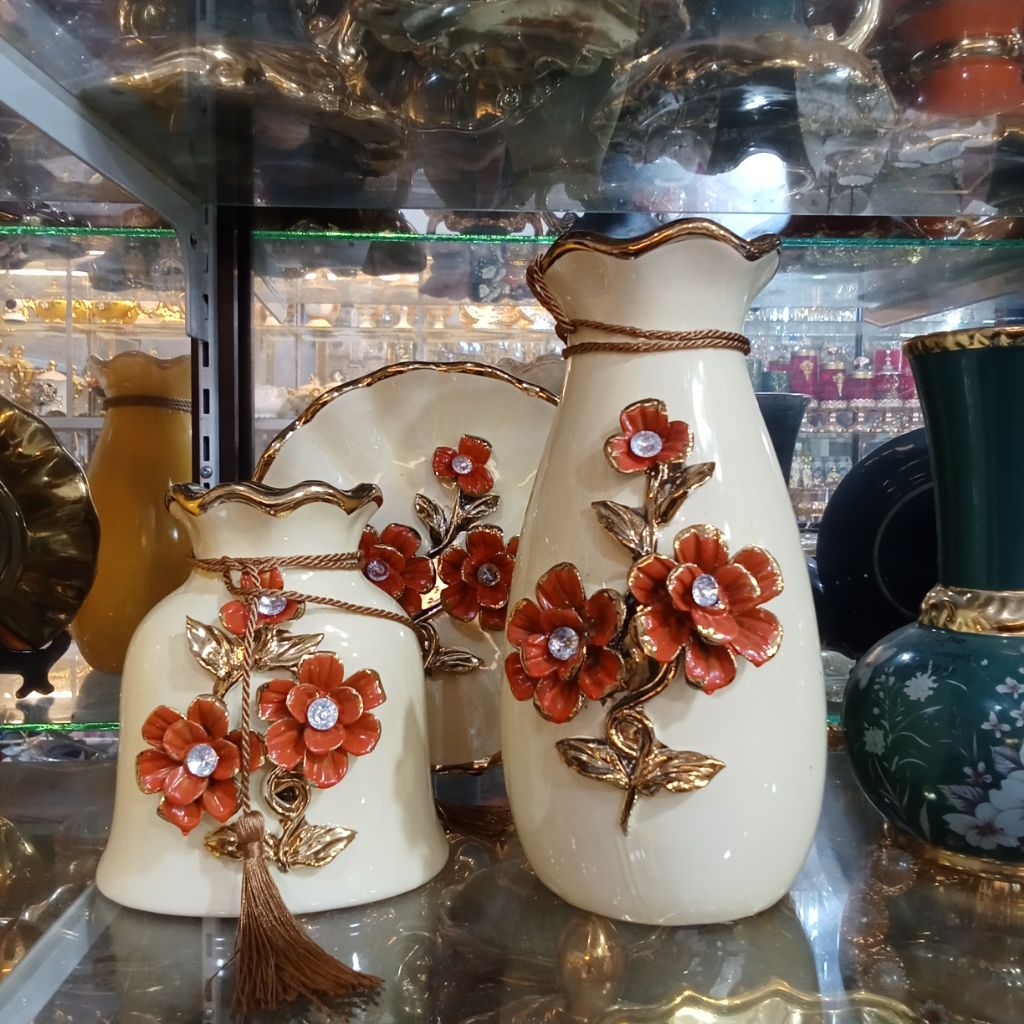 PANJANG GUCI PIRING 3 PCS cocok buat pajangan lemari kaca dll