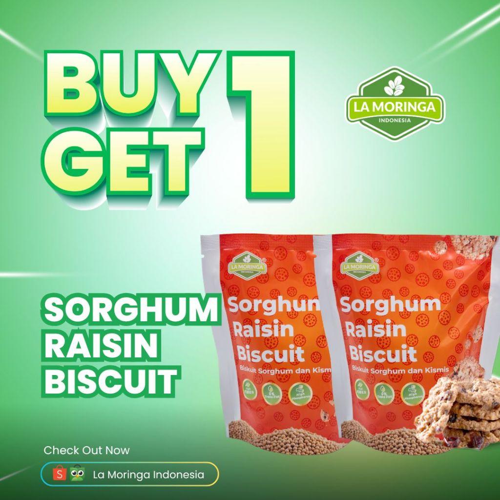 

LA MORINGA-Buy 1 Get 1 Healthy Sorghum Raisin 80 gr/Cemilan Gluten Free Terbaik/Cocok untuk segala usia