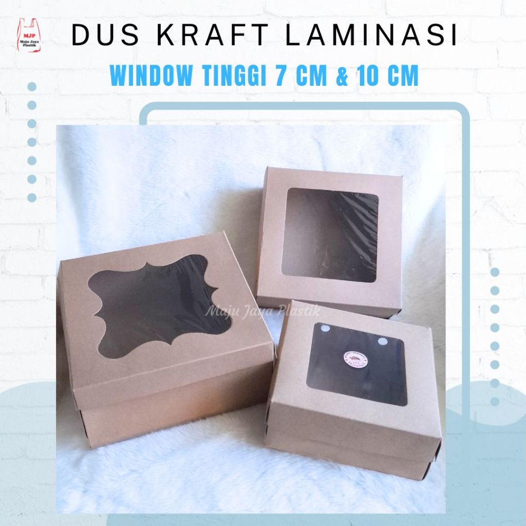 Dus Nasi Kraft Window Mika Coklat Laminasi – Kotak Makanan 16x16x7 18x18x7 20x20x7 22x22x7