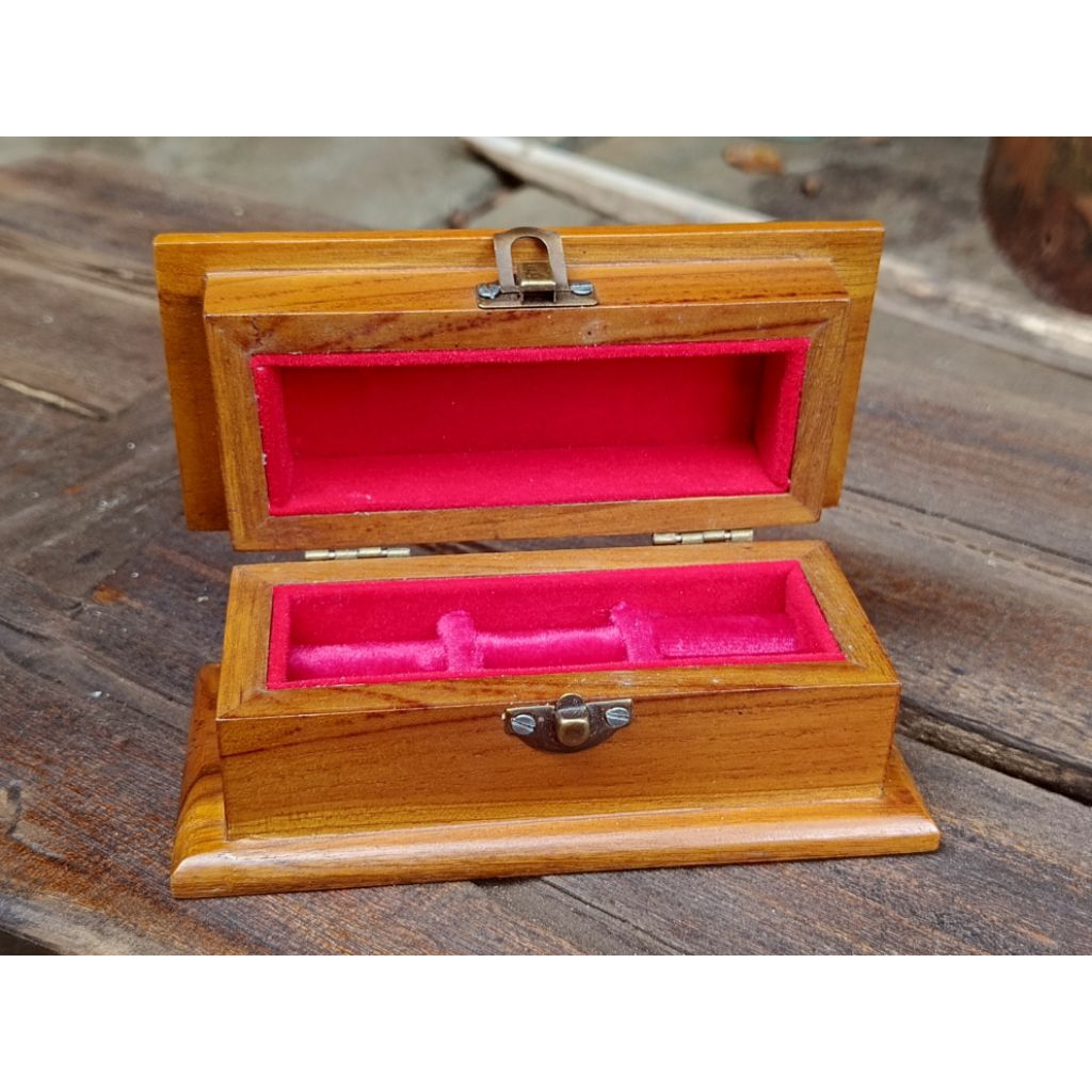 Kotak Cincin Kayu Jati Isi 3