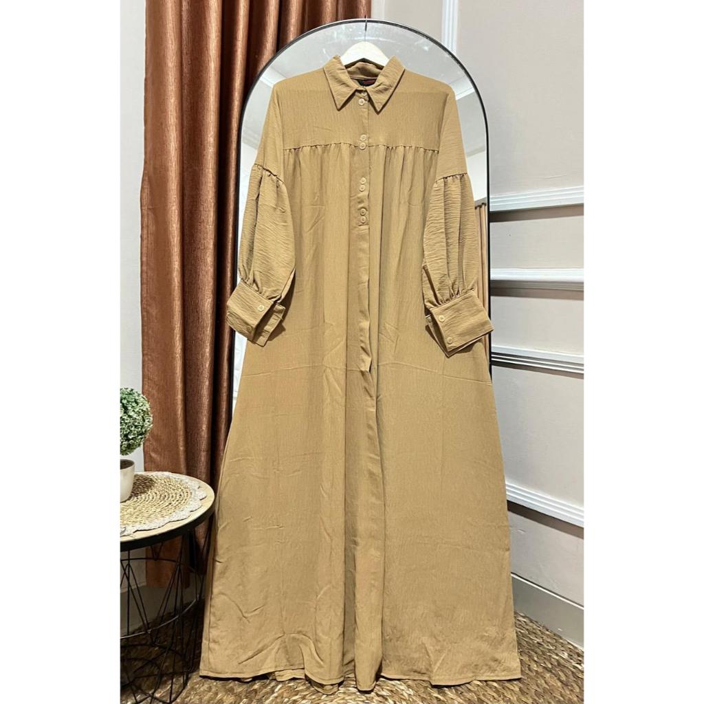Aurel Gamis Maxi Crinkle Airflow Lengan Balon Oversize