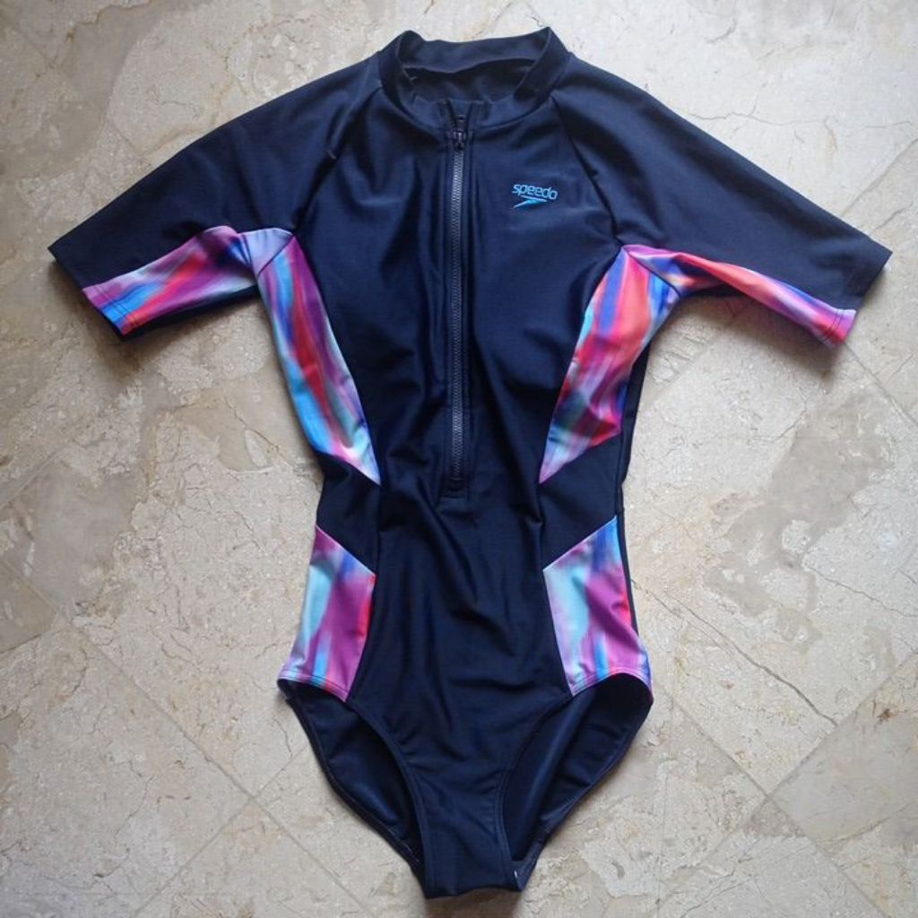 Speedo Asia Fit Womens Short Sleeve Swimsuit - Navy Swimsuit baju renang wanita