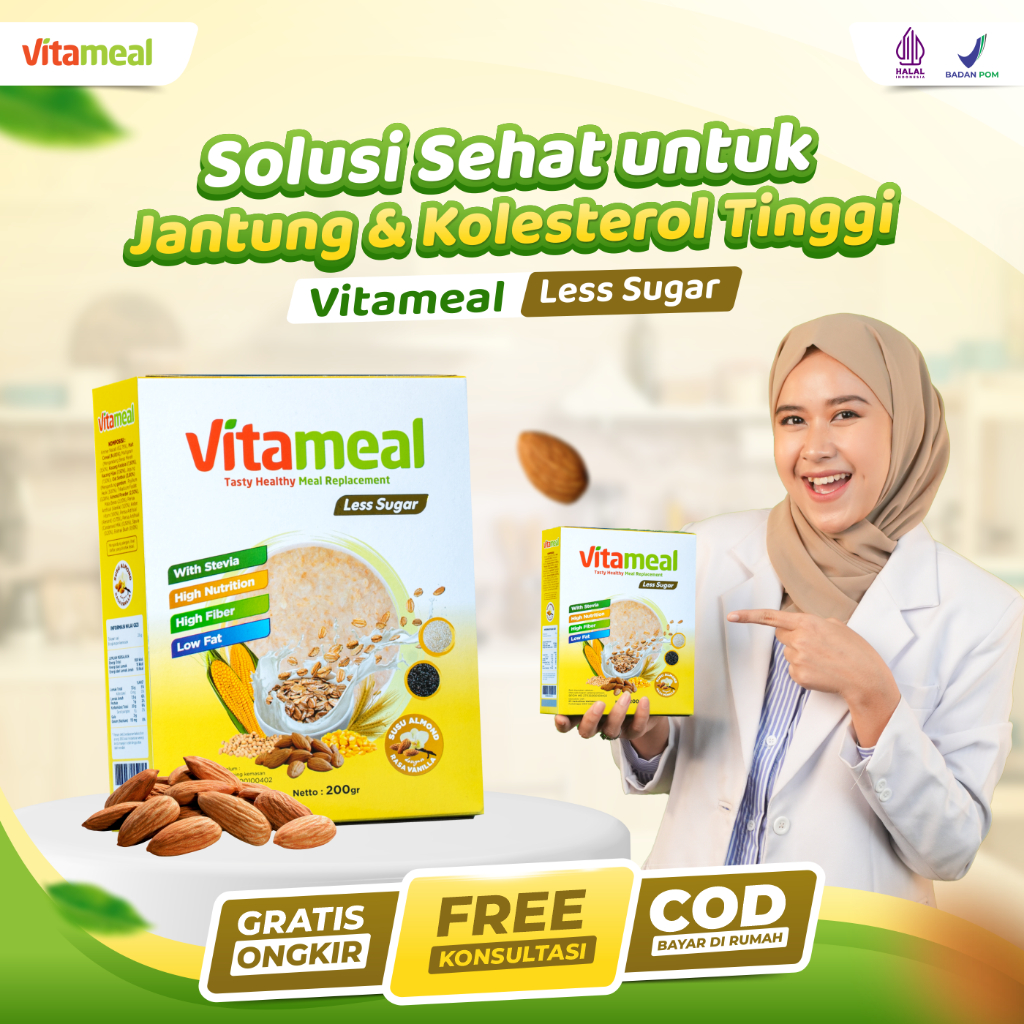 

Vitameal Less Sugar - Sereal Sehat Rendah Gula Membantu Mengontrol Kolesterol dan Hipertensi Terbukti Aman Dikonsumsi Jangka Panjang Resmi Halal dan Sudah BPOM