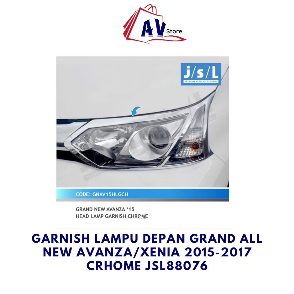 GARNISH LAMPU DEPAN GRAND ALL NEW AVANZA/XENIA 2015-2017 CRHOME JSL88076