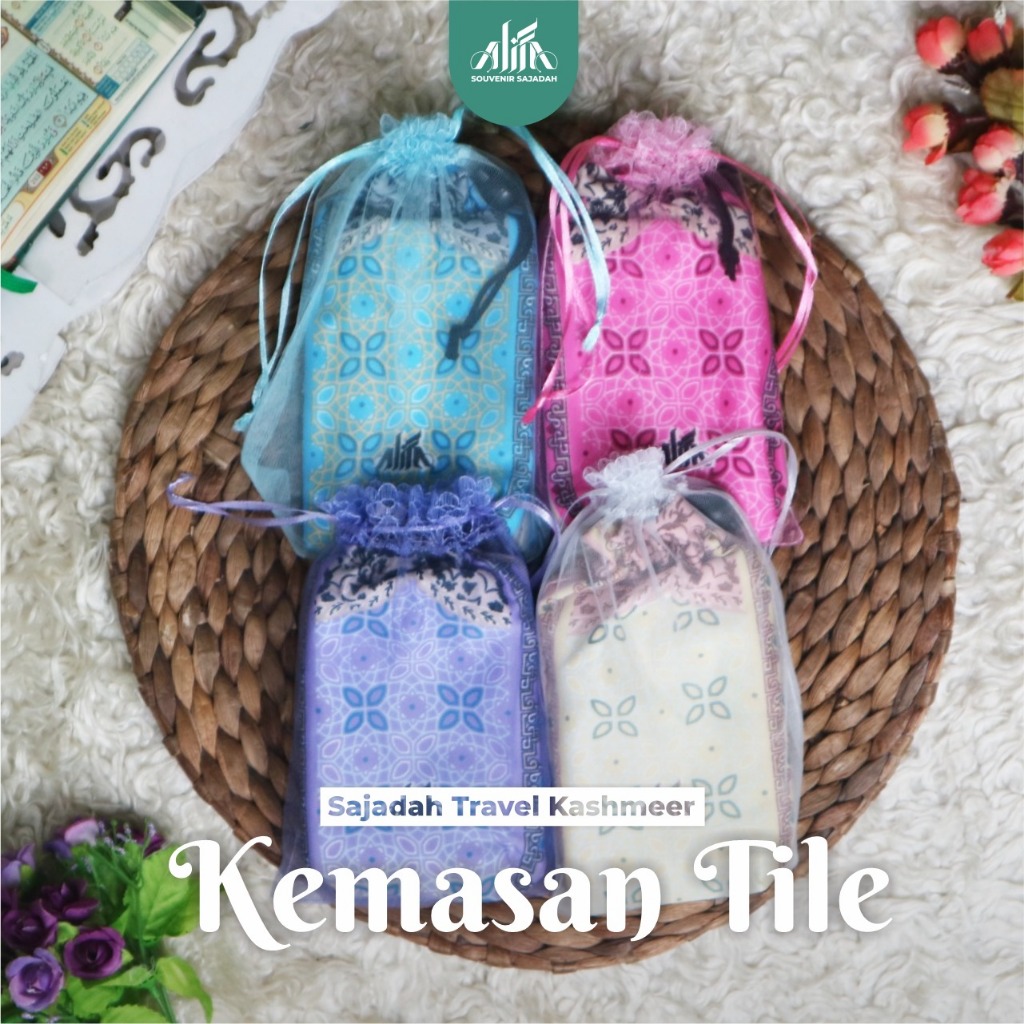 Sajadah Travel Sejadah Traveling Kashmeer Premium Free Tile, Souvenir Sajadah, Souvenir Pernikahan, 