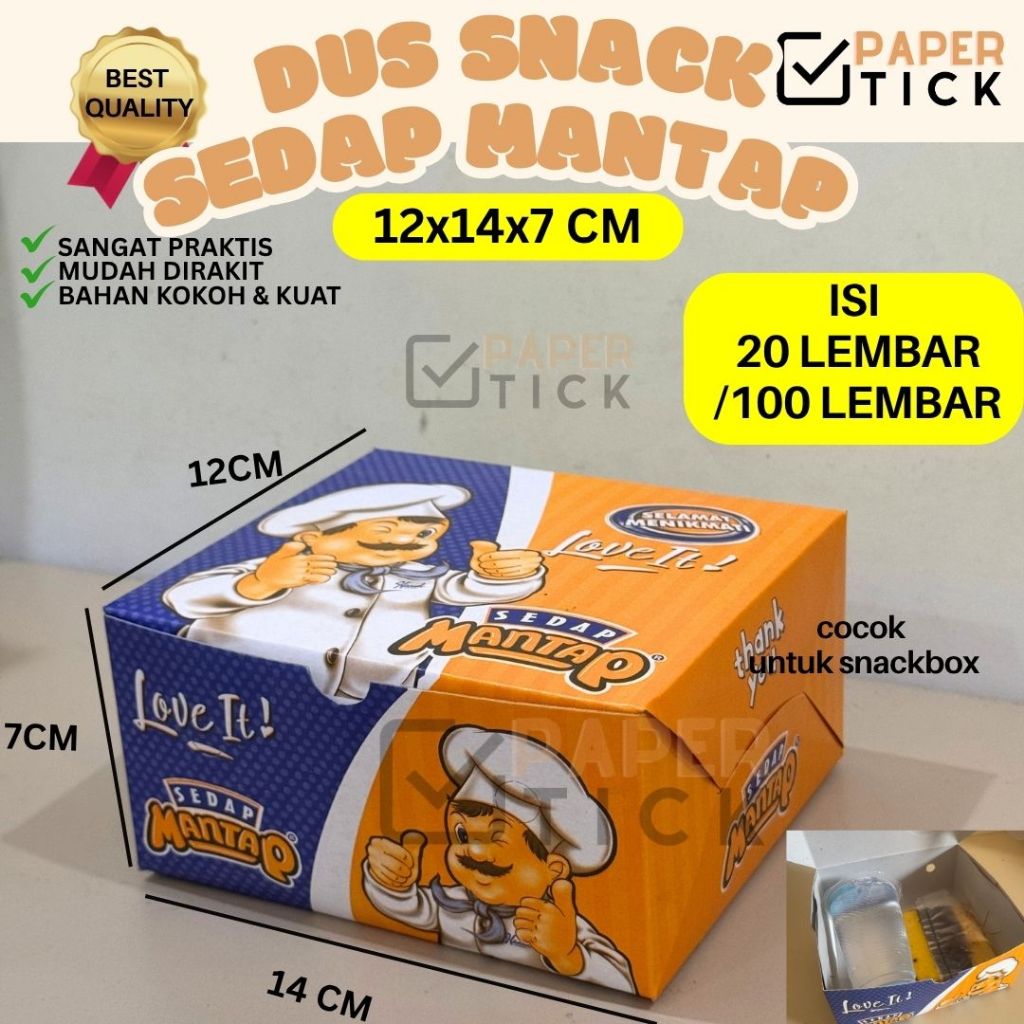 

DUS NASI / Dus Snack Sedap Mantap / Box Snack Sedap Mantap Ukuran 12 x 14 x 7 cm / Dus Box Kue Dus Kemasan Gorengan Roti Kue
