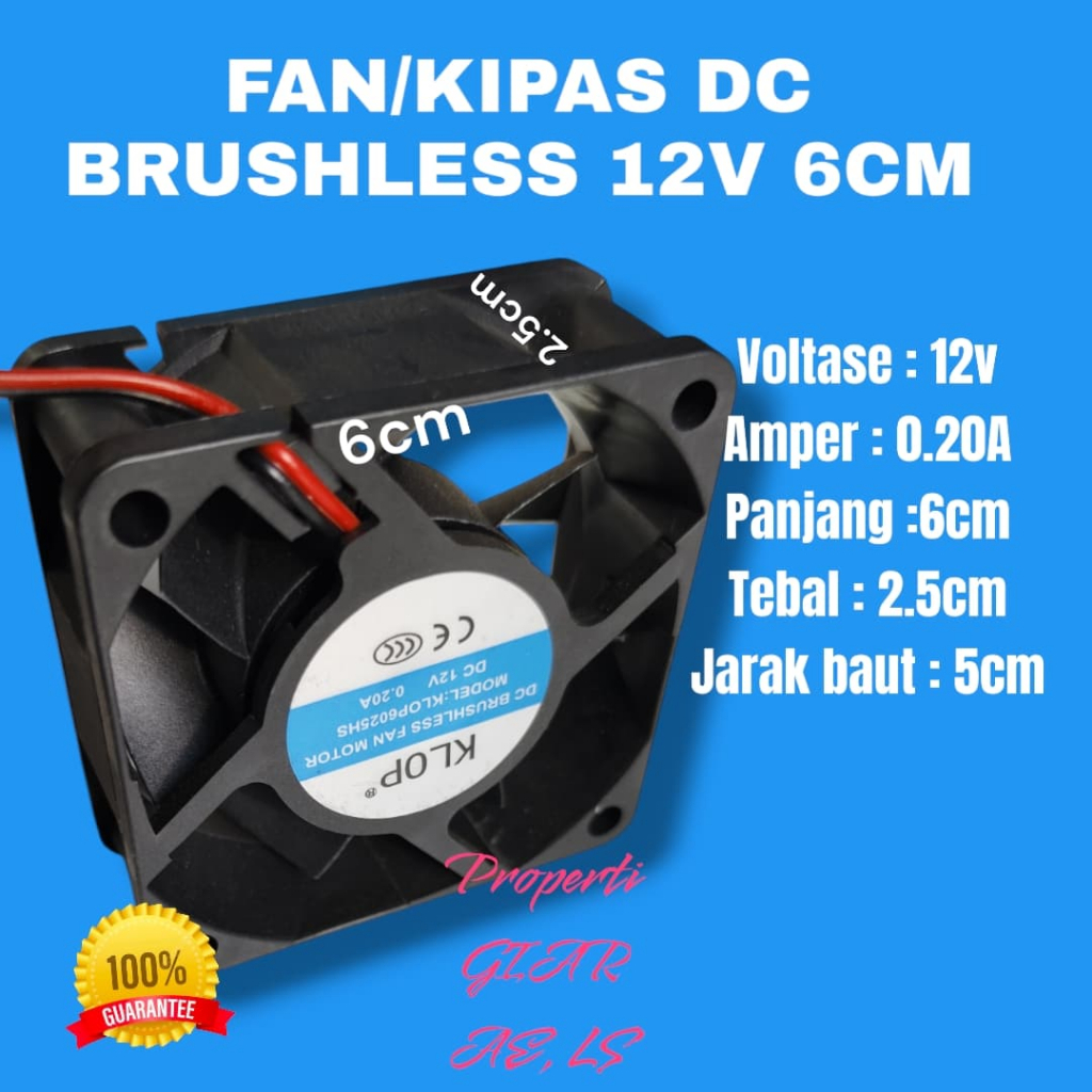 FAN KIPAS DC 12 BRUSHLESS 6CM  KIPAS DC12V 6 CM BLOWER HEXAUST 12V 12 V 6X6