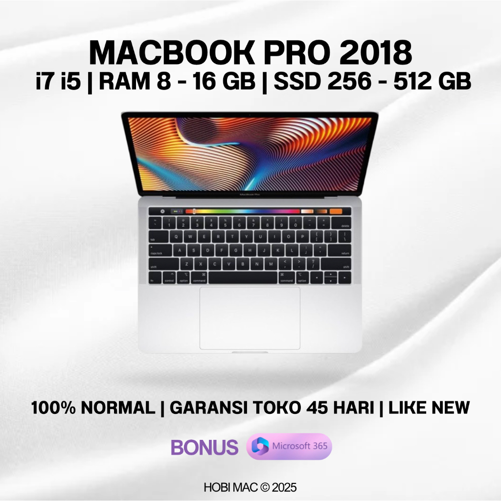 Macbook Pro 2018 RAM 8-16 GB SSD 128 256 512 GB dan 1 TB