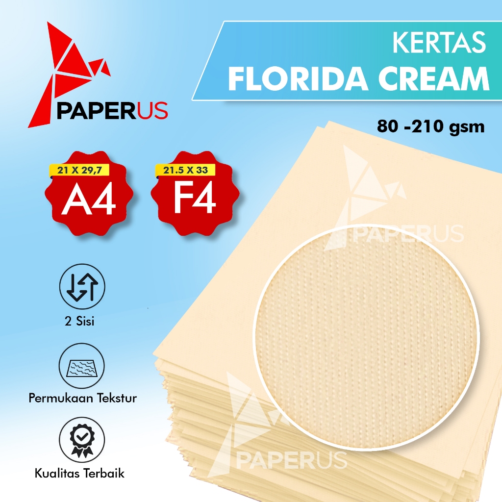 

Kertas Florida Cream Florida Cream Kertas Undangan Ukuran A4 & Folio