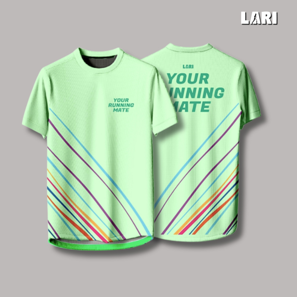 LARI Jersey Olahraga Wanita & Pria Your Running Mate Dry Fit Running