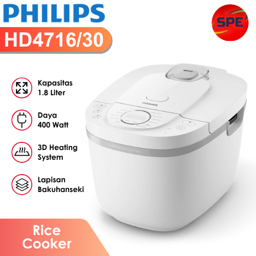 RICE COOKER DIGITAL PHILIPS KAPASITAS 1.8 LITER HD4716 GARANSI RESMI (MEDAN)