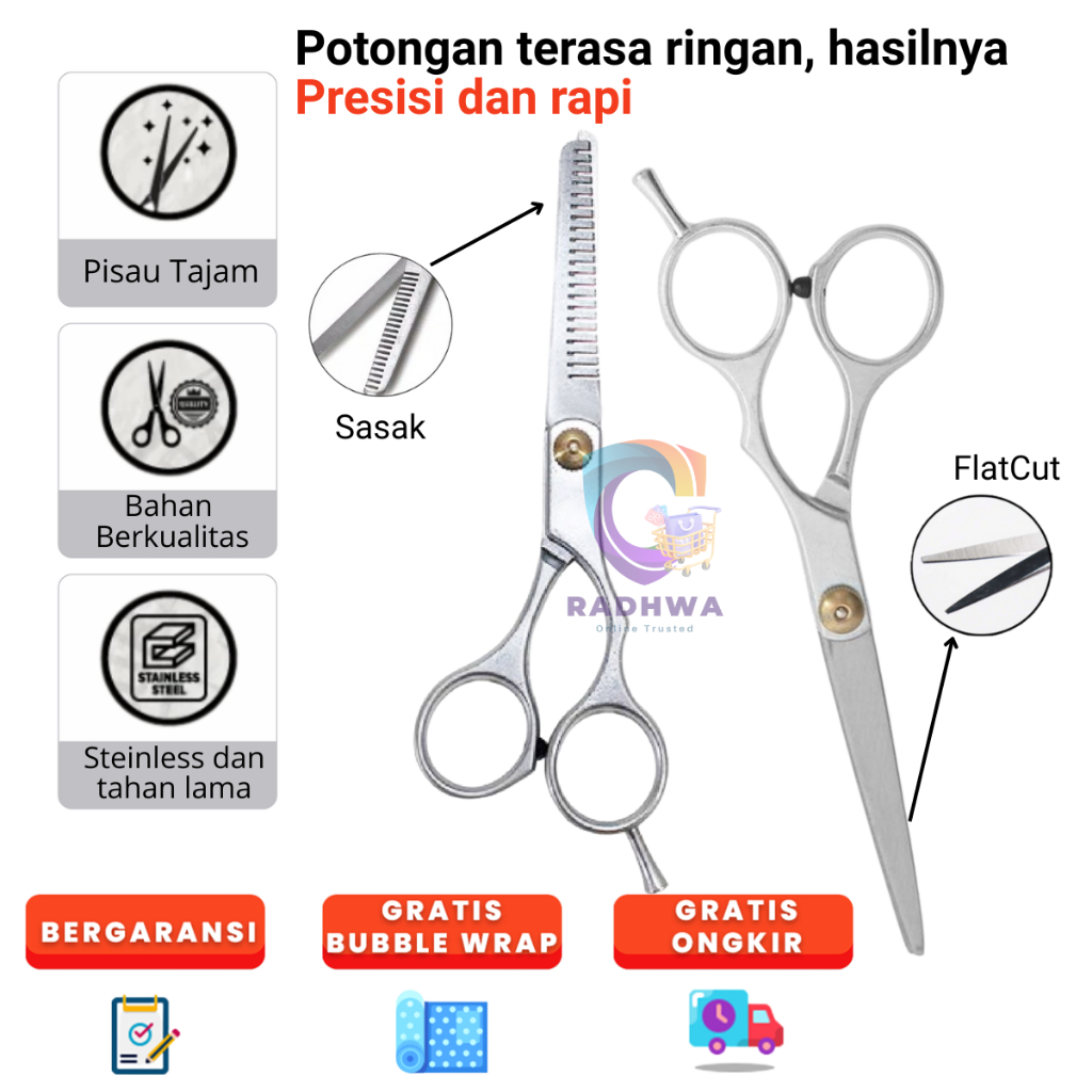 Gunting Sasak Rambut Stainlees / Alat Potong Rambut Barber Scrissor Gunting Sasak