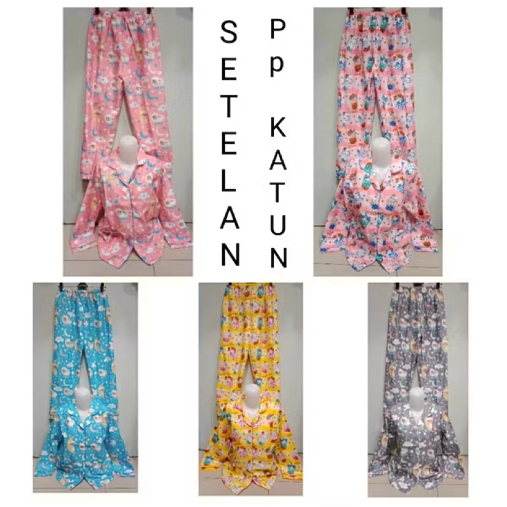 Setelan tidur katun PP / setelan tidur katun / setelan tidur panjang / baju tidur  katun panjang